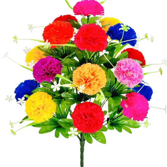 Artificial Carnation Realistic 18 Head Fake Silk Flower UV Resistant Wedding Party