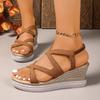 Модные женские сандалии на танкетке, летняя повседневная обувь на платформе с открытым носком, женские сандалии на толстой подошве, удобные для пляжа, 2025