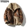 Winter Men's Large Size Air Force Fur One Padded Thickened Lapel Motorcycle Leather Jacket