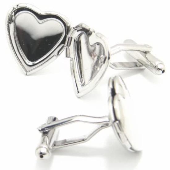 Insert Your Locket Cufflinks Cufflinks Photo! Heart-shaped
