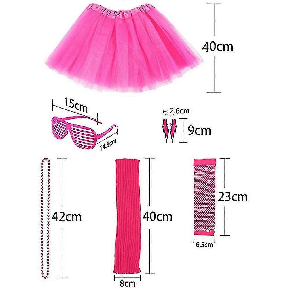 Women's 80s Retro Fancy Cosplay Costume Party Costume Set Tutu Skirt Fishnet Gloves Earrings Kit