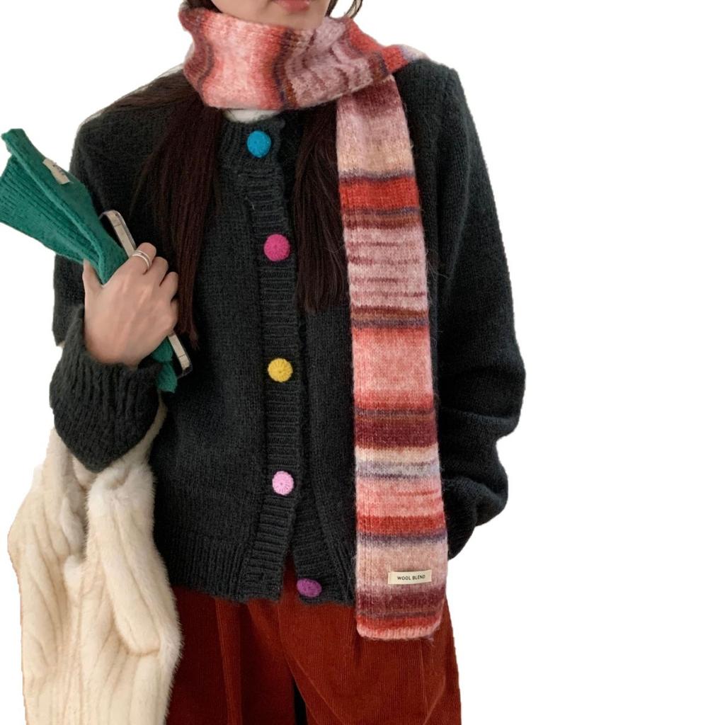 Autumn and Winter Scarf Women's Plaid Wool Blended Long Student Versatile Shawl Thickened Warm Scarf