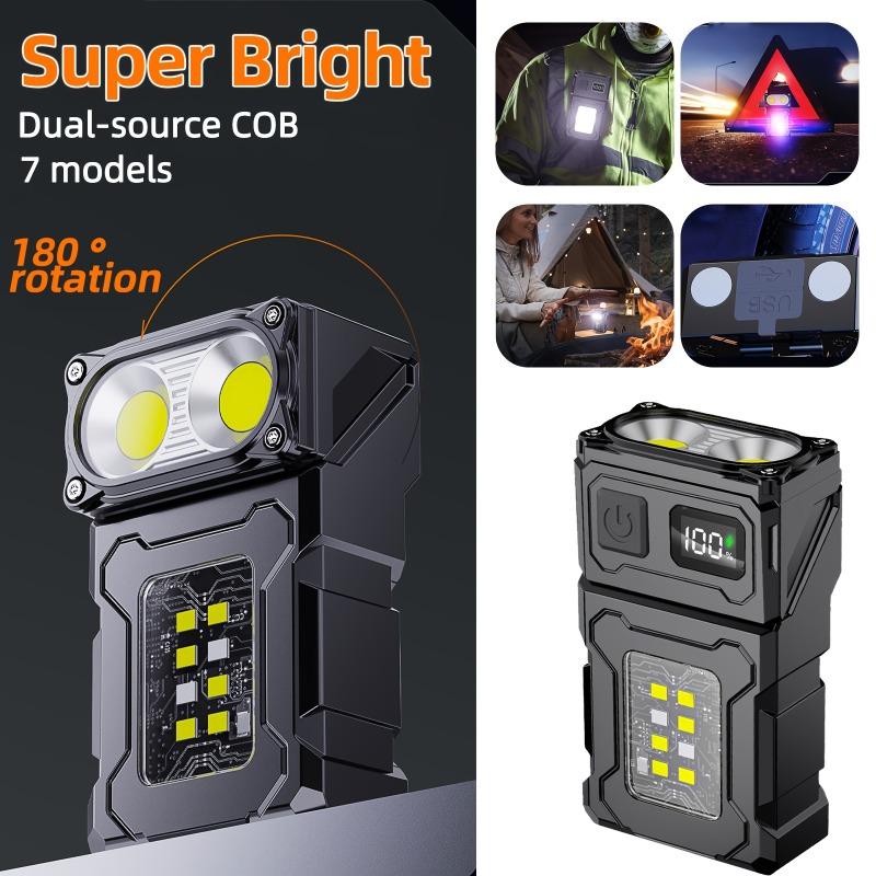 Mini Portable LED COB Flashlight Ajustable Rotatable Magnetic Torch USB Rechargable Outdoor Torch Camping Emergency Lantern
