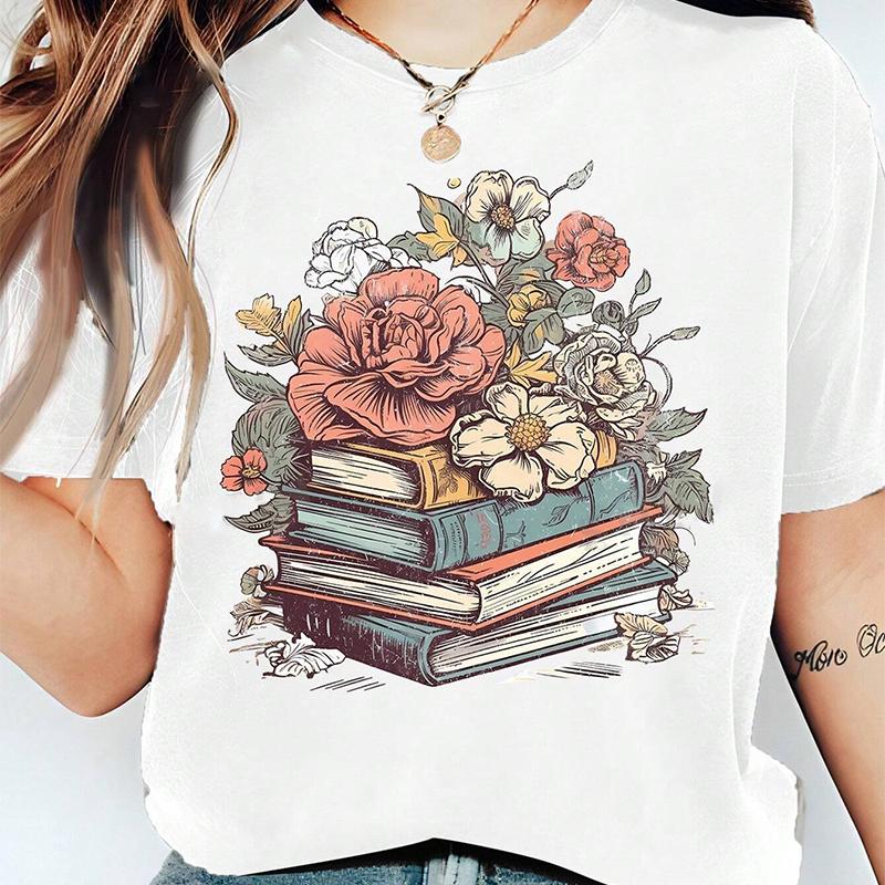 Модная женская футболка с цветным принтом роз, забавная повседневная футболка с круглым вырезом и короткими рукавами, летняя женская футболка