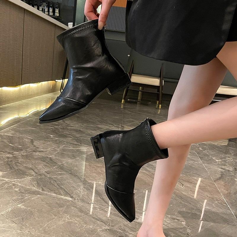 Fashion Versatile Short Boots Children Spring and Autumn New Temperament Pointed Fashion Boots with Skirts Thin Boots