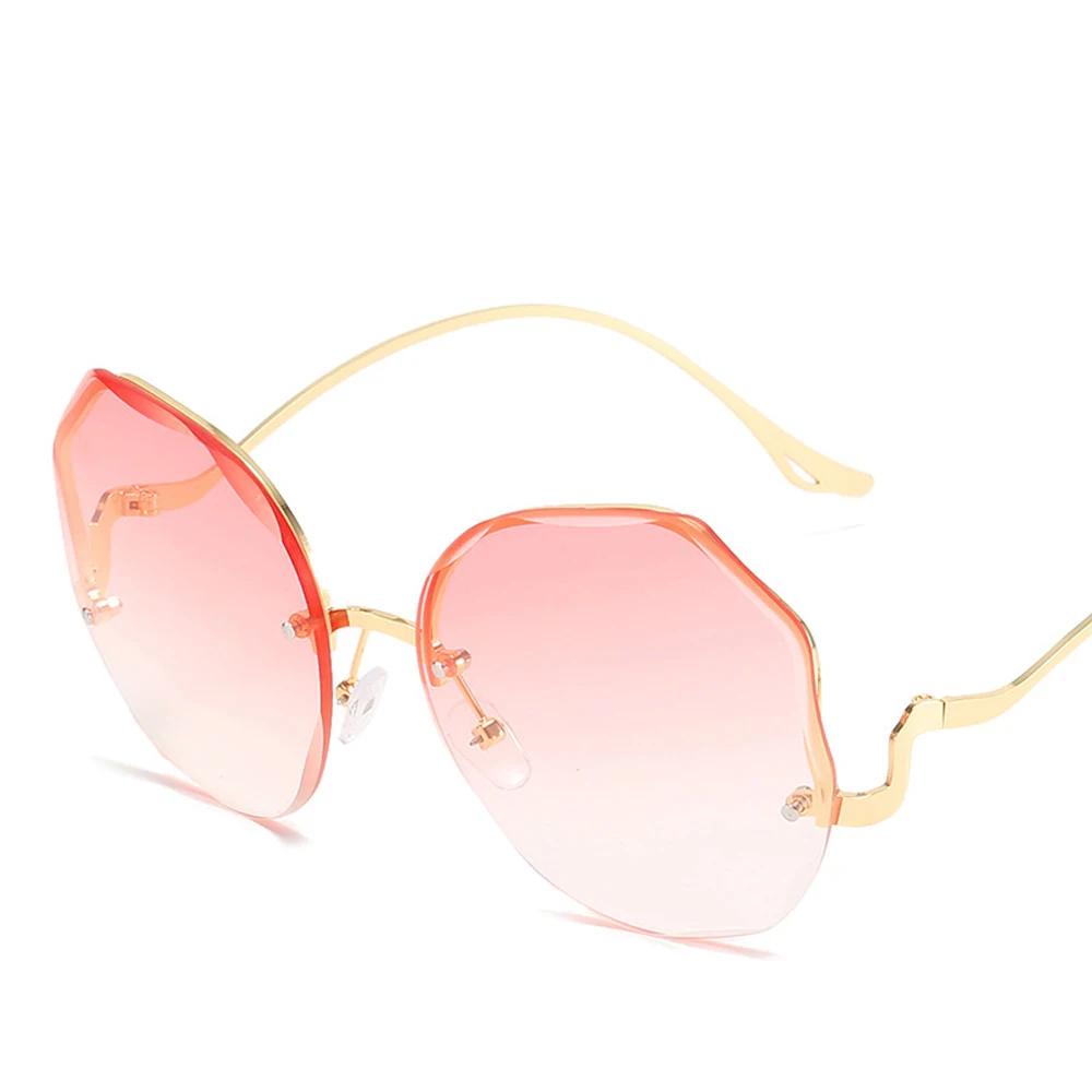 Модные солнцезащитные очки с градиентом чая, женские солнцезащитные очки с огранкой океана, линзы с металлическими изогнутыми дужками, женские солнцезащитные очки UV400