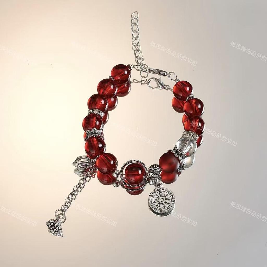 Очаровательный браслет с розовыми кристаллами и цветочным узором - Мечтательный подарок в придворном стиле для девушки