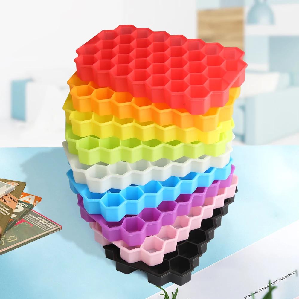 Лоток для кубиков льда, силиконовая форма, 37 сеток, форма в виде сот, машина для приготовления кубиков льда, не содержащая BPA, с крышками, форма для мороженого «сделай сам», форма для мороженого