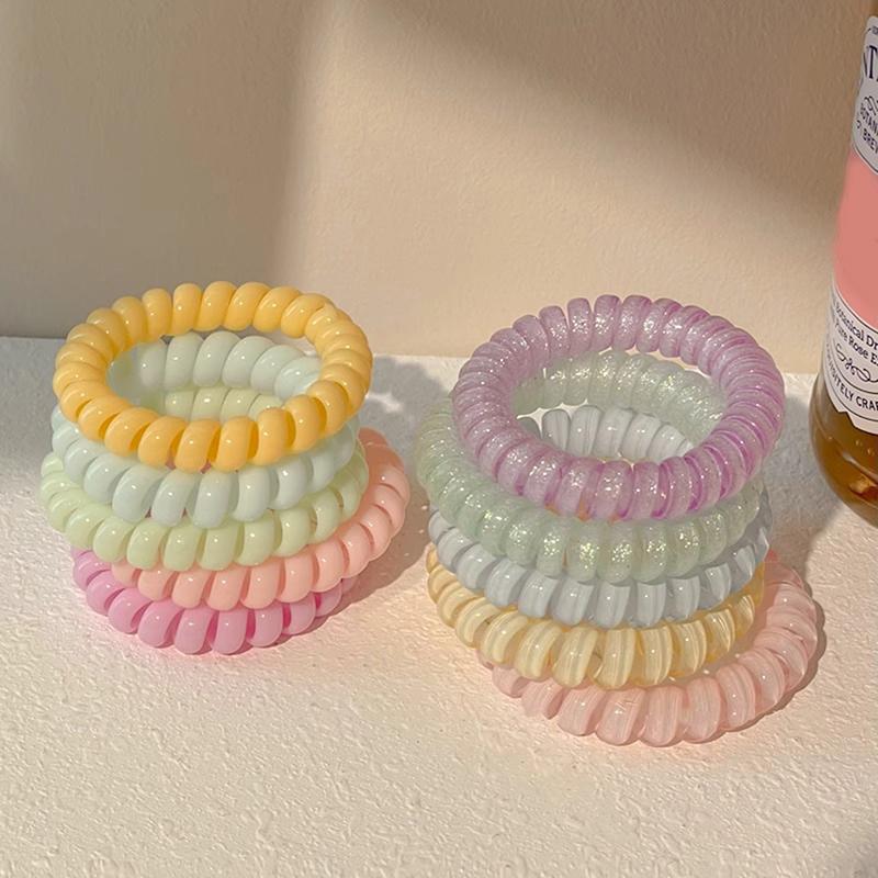 5 шт. цветные телефонные провода кольца для волос для девочек бесследные пружины эластичные повязки для волос для женщин головной убор резинки для волос резинки