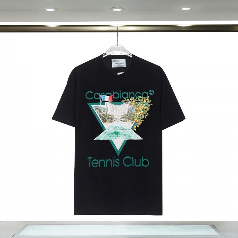 Casablanca Short Sleeve T Shirt Men Women Hip Hop Style Casual Top Cotton Blend