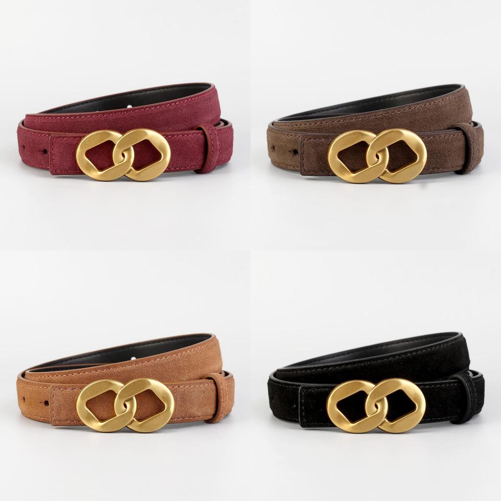 Genuine Twolayer Leather Belt For Women With Pin Buckle And Versatile Fashion Accessory