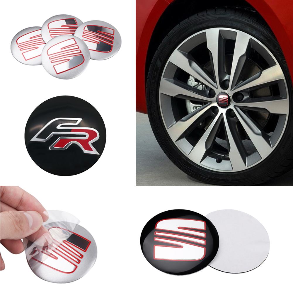 lcbn4 4Pcs 56mm Aluminum Emblem Car Wheel Center Hub Caps Sticker For Seat Cupra Leon FR Ibiza 6f Altea Exeo Formula Racing Alhambra