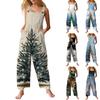 Women's Casual Jumpsuit Sleeveless Christmas Printed Cotton Jumpsuit