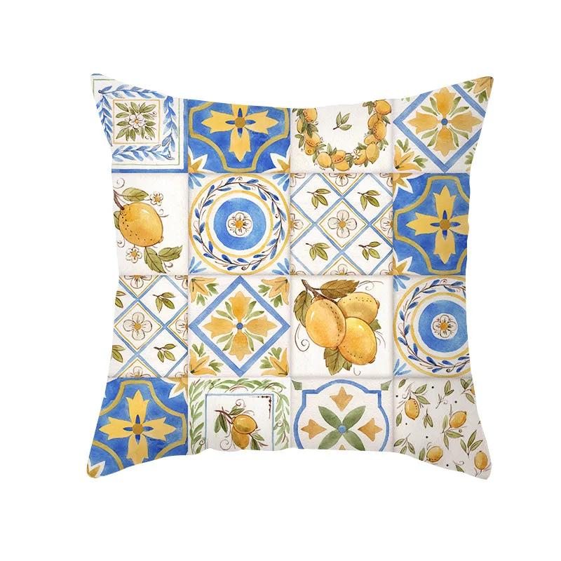 Summer Fruit Cushion Cover 45X45 Lemon Orange Strawberry Watermelon Decorative Pillowcase Polyester Sofa Cushions Home Decor