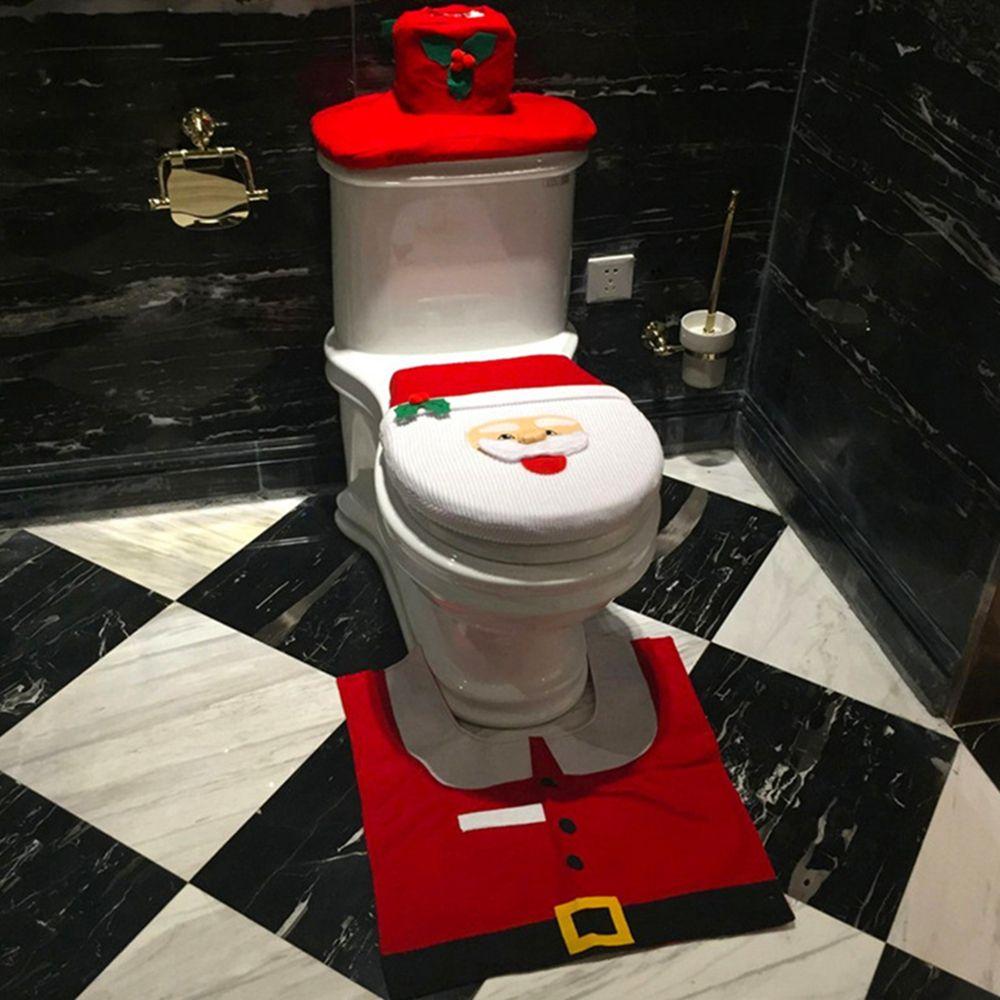 Set Decorative Products Christmas Decorations Toilet Mat Toilet Case Toilet Seat Cover Rug Set
