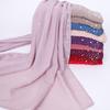 Malaysian Hotfix Long Chiffon Scarf with Porcelain Pearl Jewelry