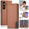 Magnetic Anti-theft Brush Leather Wallet Card Phone Case for Samsung Galaxy S25 Edge S24 Ultra S23 Plus S22 S21 S20 FE S10 Cover