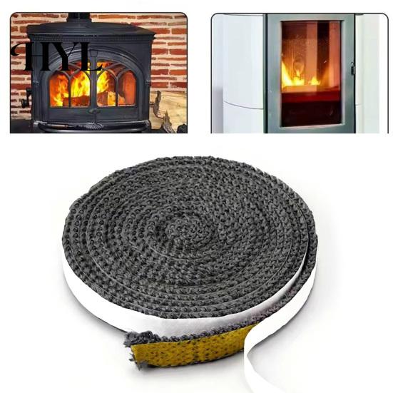 High Temperature Stove Seal Strip 10/12/15MMx2M Fiberglass Fireplace Door Sealing Self-adhesive Wood Tape Replacement Flat Gasket Rope