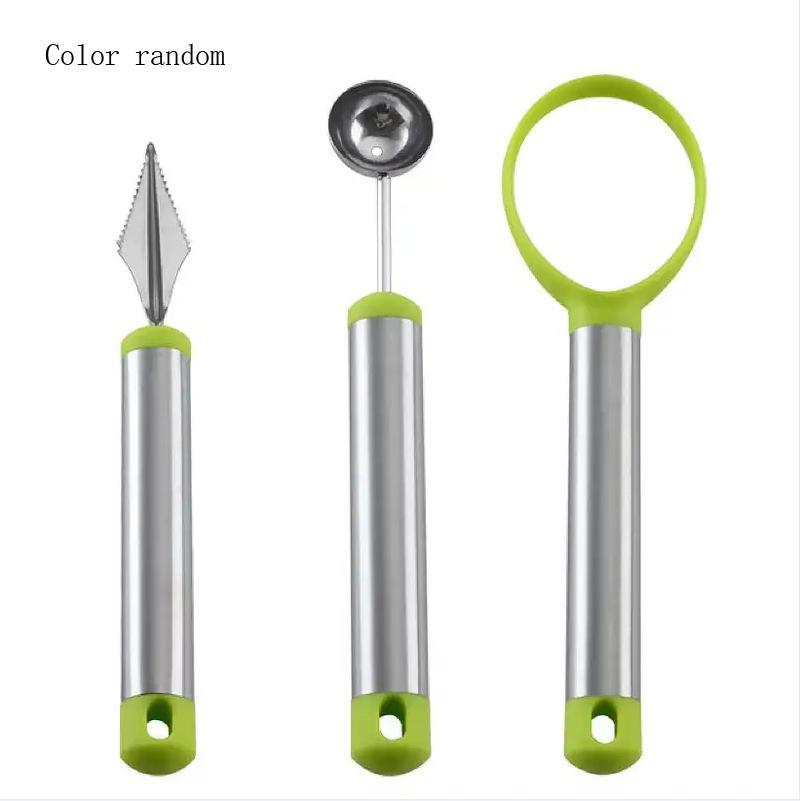 Набор из 3 инструментов для фруктов из нержавеющей стали, совок для арбуза, инструмент для удаления сердцевины яблок, нож для нарезки фруктов, разделитель мякоти фруктов, инструменты