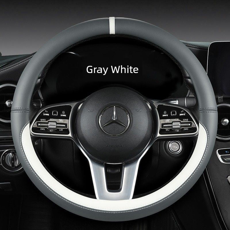 New Car Steering Wheel Cover All Year Round Neutral Fashion Color Contrast Non Slip Abrasion Resistant Napa Leather Car Steering Wheel Cover