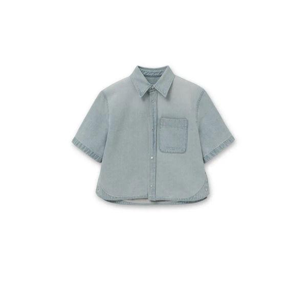 [wooyoungmi] Blue Denim Back Logo Short Sleeve Shirt M261SH28994L