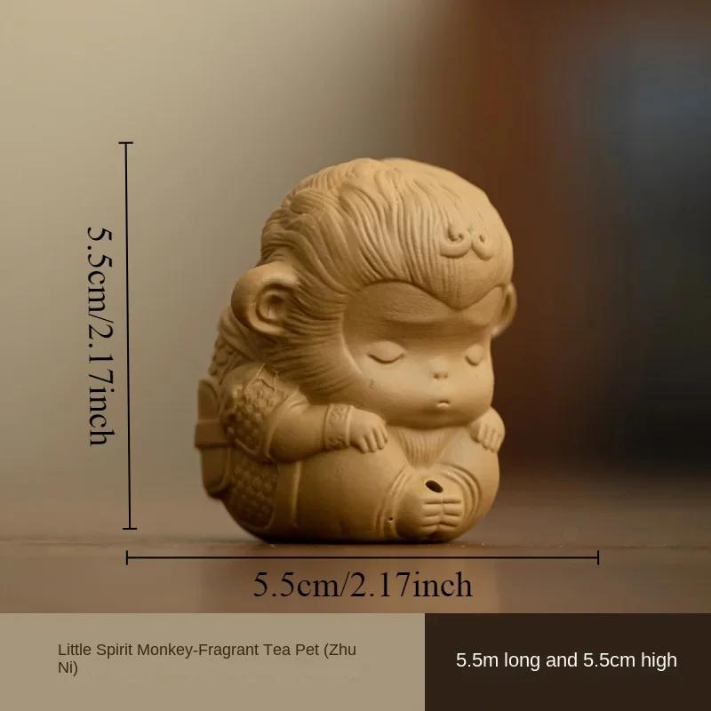 Chinoiserie Gift Ceramics Purple Clay Pottery Monkey King Sun Wukong Monkey Incense Sticks Craft Aromatherapy Tea Pet Desk Decor