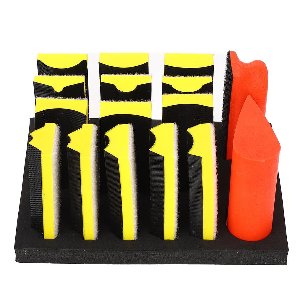 16 шт. Ручные шлифовальные блоки Самоклеящийся Паз Изогнутая поверхность Полировальный блок для деревообработки