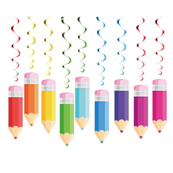 18 наборов подвесных завитков из мелков «Назад в школу» с вырезными карточками «Добро пожаловать обратно в школу» для украшения потолка в классе