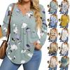 Womens Plus Size Long Sleeve Shirts V Neck Tunic Tops Basic Loose Fit Tee Tops