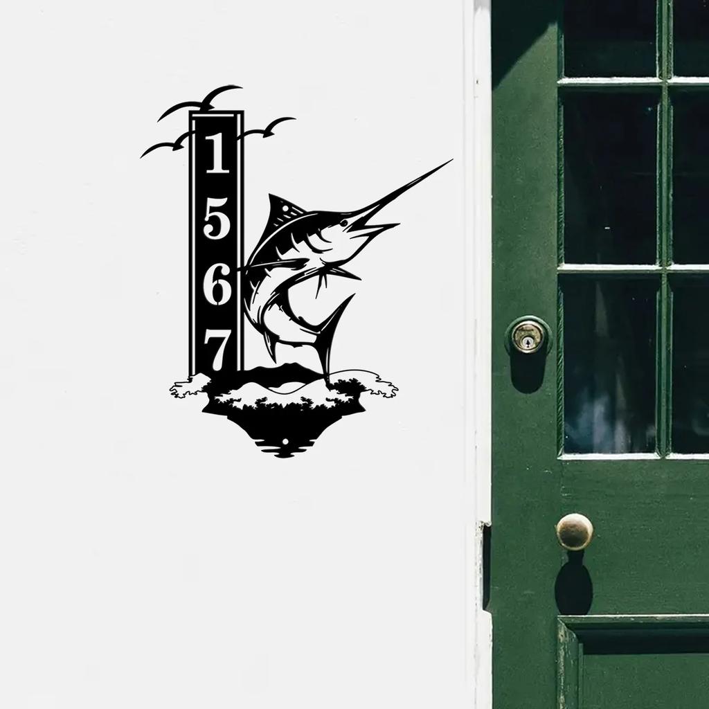 Металлическая рыба-марлин Настенное искусство Наружный декор для пляжного дома сада