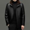 Winter Genuine Leather Jacket for Men, Mid-length Velvet Sheepskin Top, Middle-aged Dad's Warm Windproof Jacket