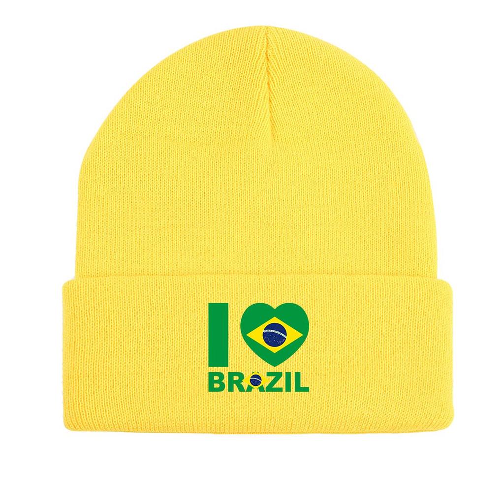 «Я люблю БРАЗИЛИЮ» Зимняя вязаная шапка, шапка-бини с флагом Бразилии Skullies, эластичная термоусадочная унисекс Gorro вязаная шапка-бини