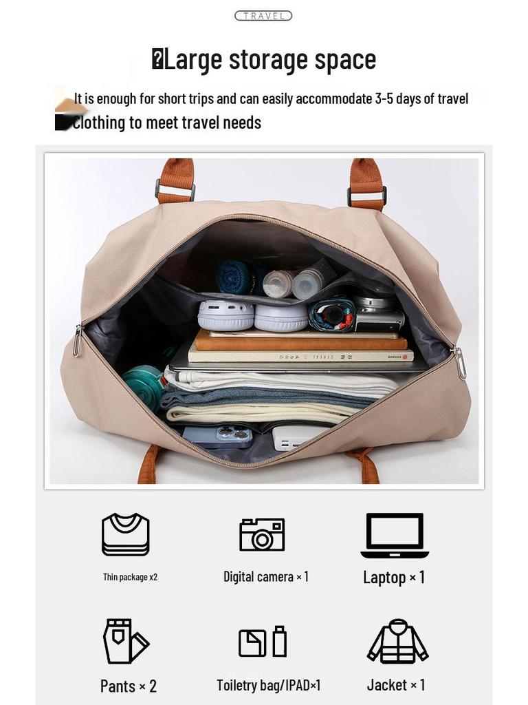 Unisex Gym Bag with Wet/Dry Separation, Large Capacity, Lightweight Tote for Travel or Maternity