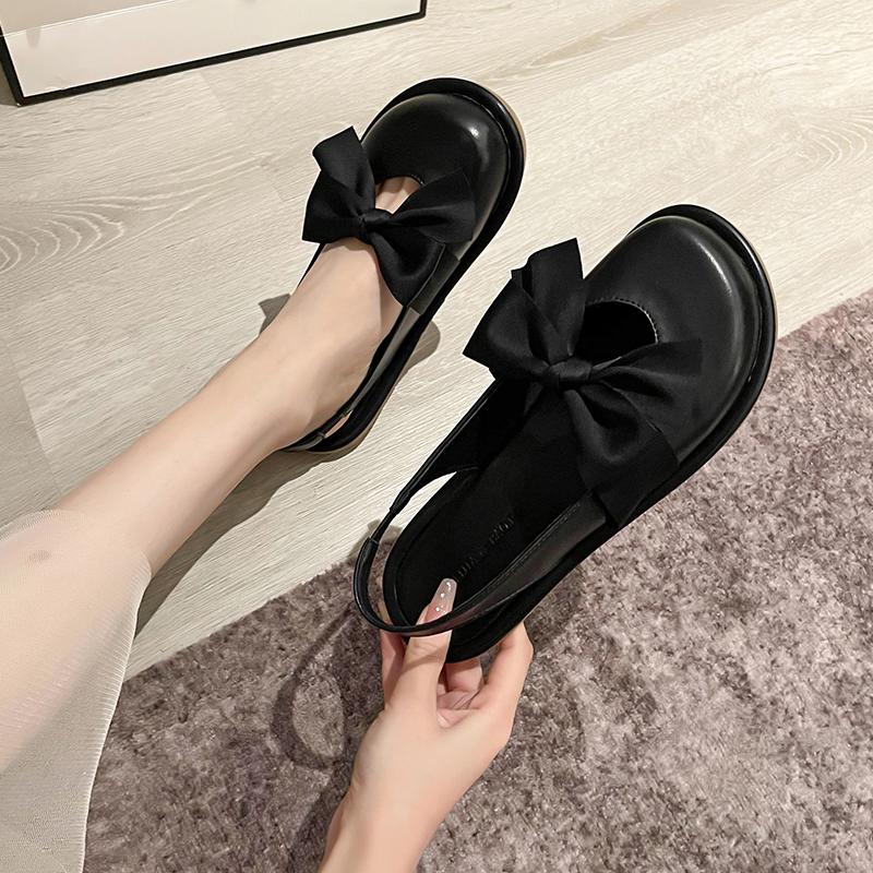 Модные женские сандалии Mary Jane Baotou, летние 2024, новые модные сандалии Grace Bow Ball Peen Flat, повседневные простые женские туфли