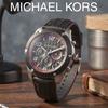 MICHAEL KORS Caine Men's Quartz Chronograph Watch Black Dial Silicone Strap 45mm MK8475