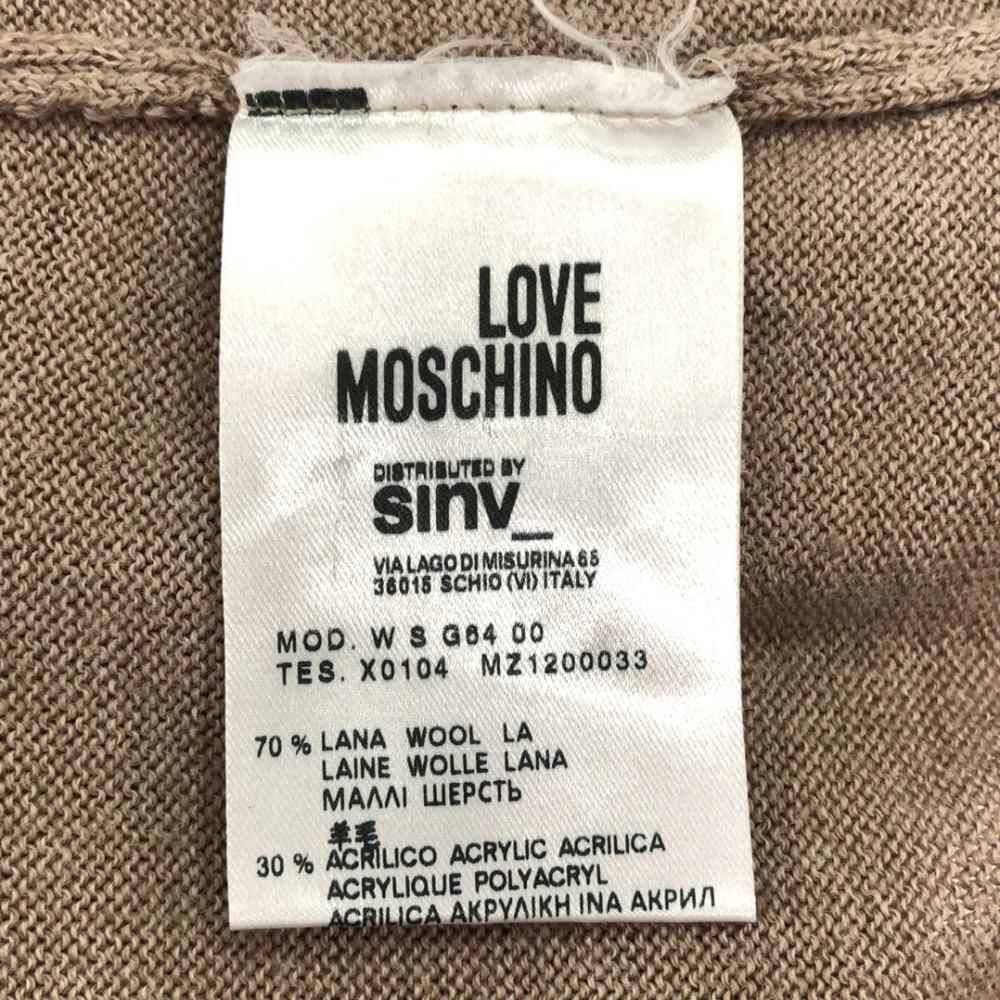LOVEMOSCHINO смесовая шерсть Лонгслив вязаный 44 Бежевый x белый свитер Женский Б/У