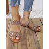 Женские босоножки-слайды со стразами, повседневные летние туфли на плоской подошве с открытым носком, легкие босоножки-слайды с двумя ремешками