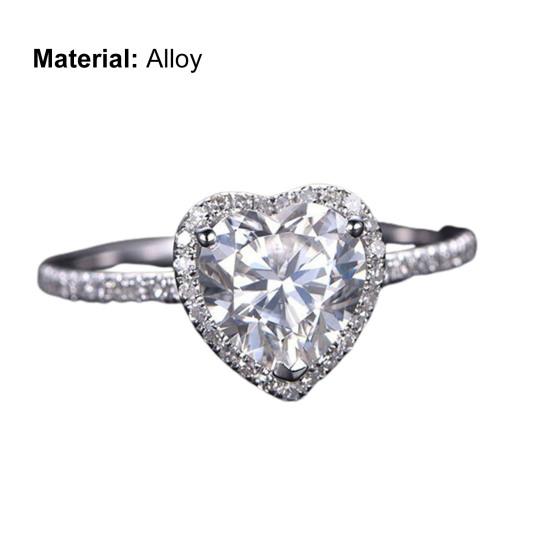 Женское кольцо в форме сердца со стразами, ювелирное изделие, гальваника, внешний вид, кольцо на палец