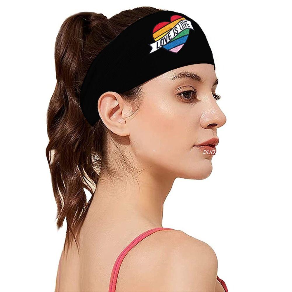 Parade Rainbow Headband Heart Sports Hairband Fashion Rainbow Elastic Headband  Women