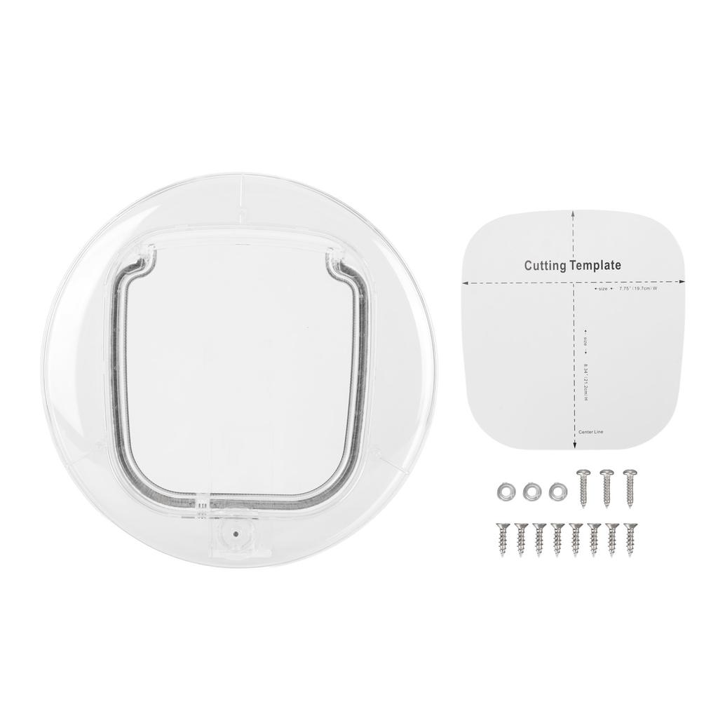 Cat Door for Interior Exterior Doors Transparent 4 Way Locks Silent Brush Strips Strong Magnetic