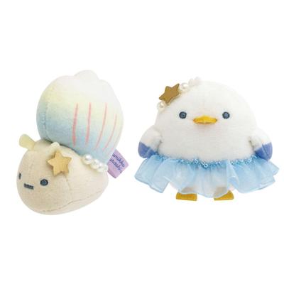 San-X Sumikkogurashi "Пингвинья Лагуна" Набор Мини-Плюшевых Игрушек: Поддельная улитка и морская кошка, Морская ракушка, Лето, Милый, Успокаивающий, Ограниченная серия