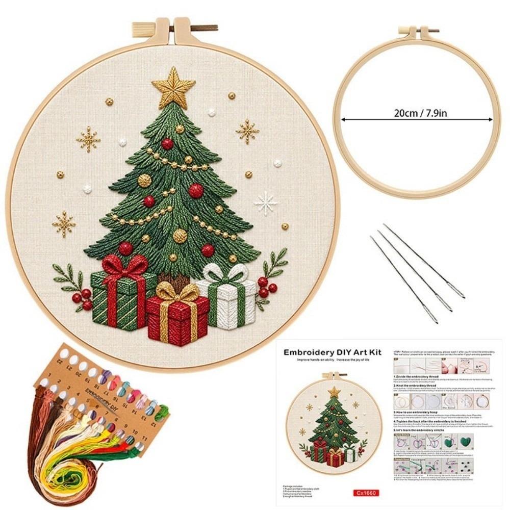 Santa Claus Christmas Embroidery Kit Handmade DIY Embroidery Kit Cross Stitch Set Indoor