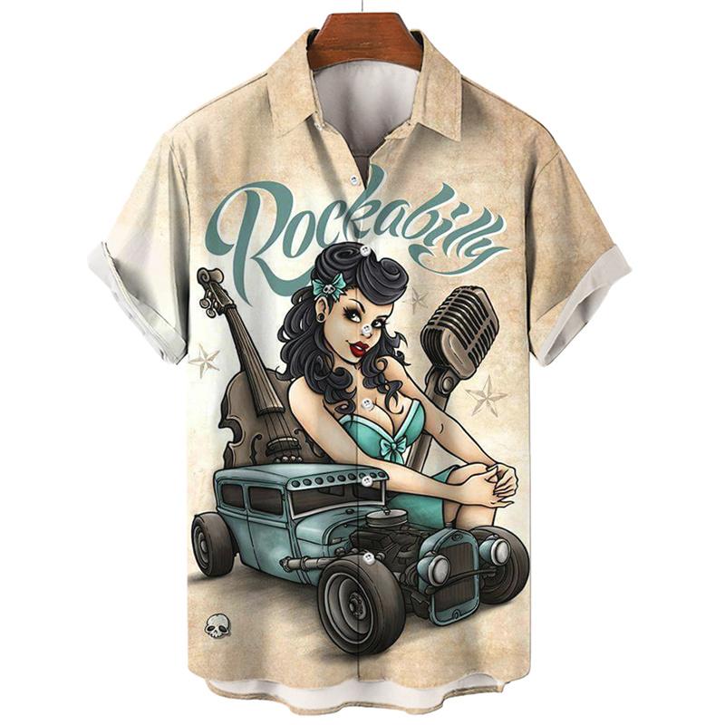 Hawaiian Beach Shirts for Unisex Clothing Summer Casaul 3D Modern Girl Print Shirts Vintage Fashion Men Women Clothes Tops Blouse