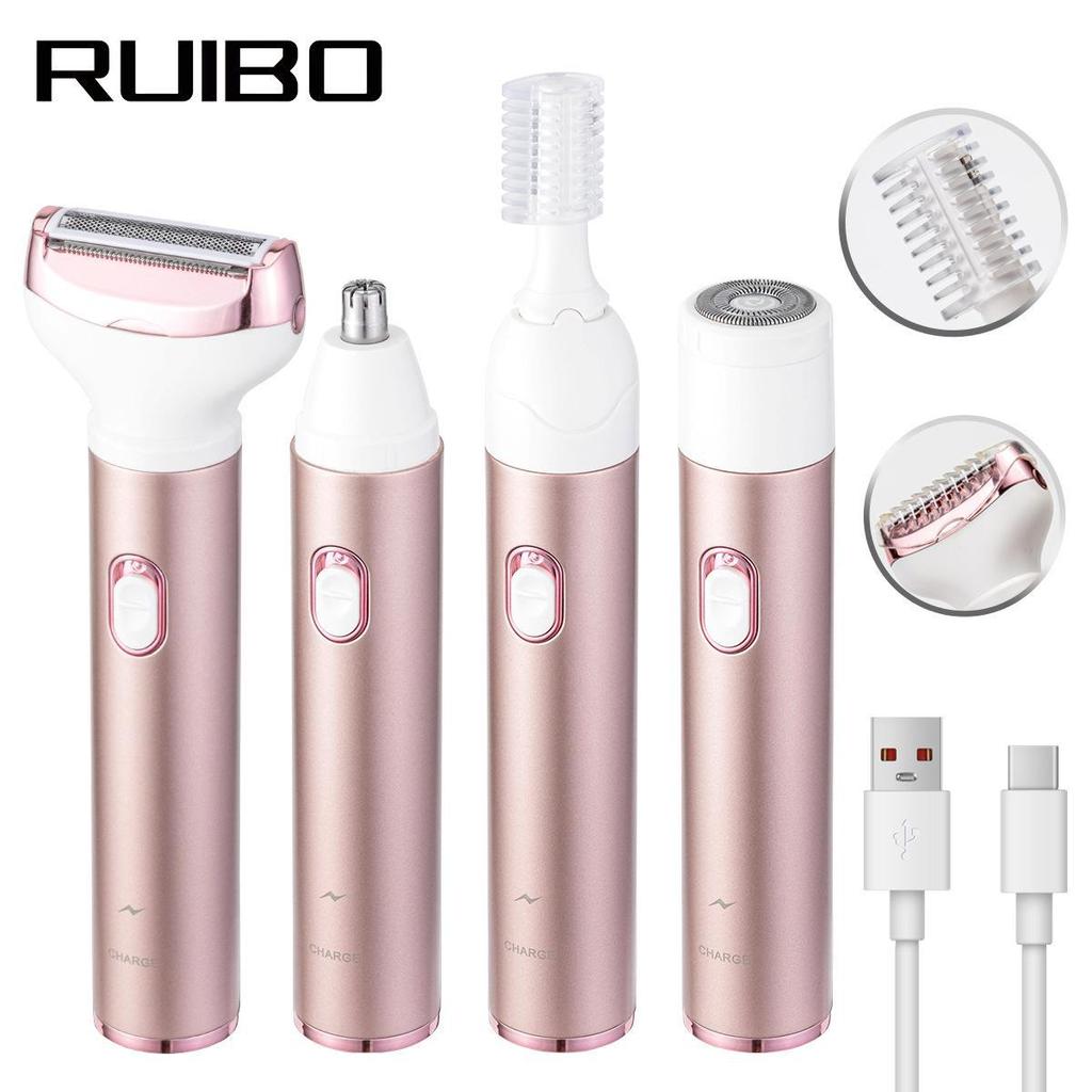 Женская многофункциональная электробритва: Триммер для подмышек, лобка, носа и бровей - бритва 4 в 1