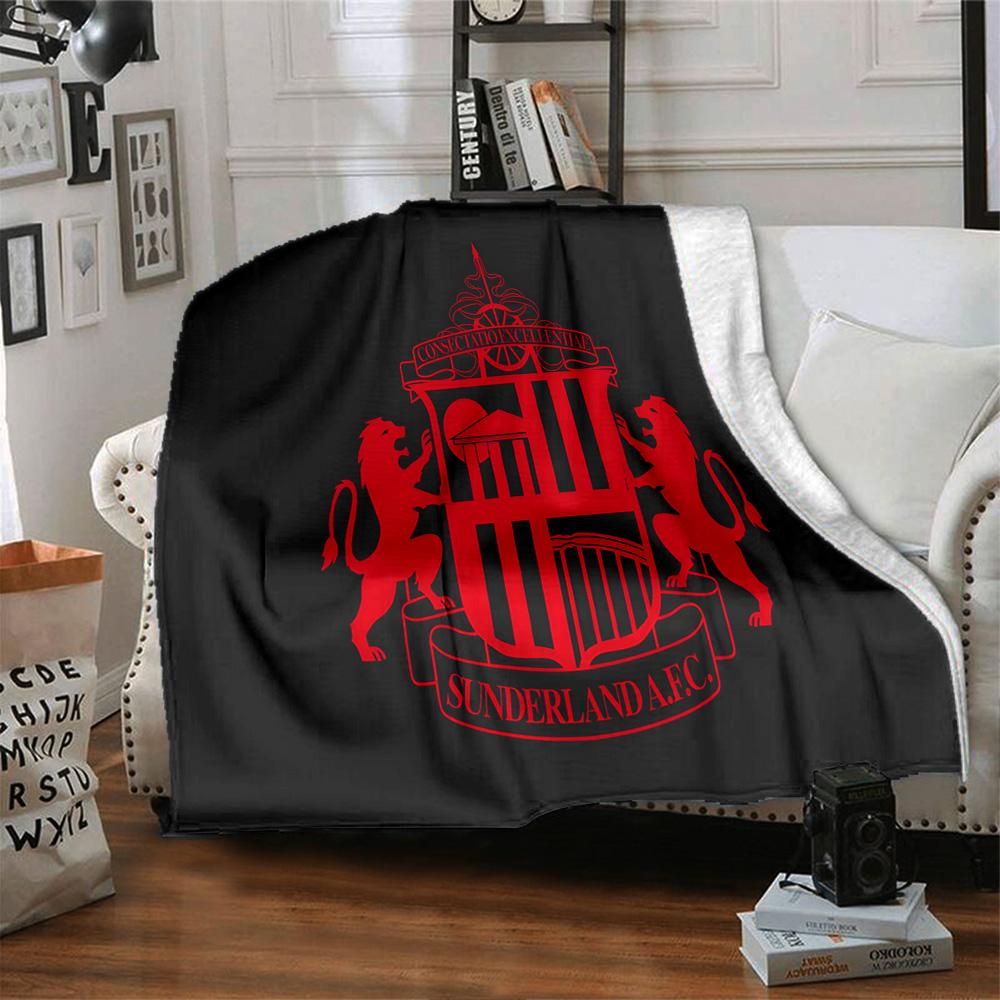 Sunderland football Flannel Blanket, Soft Polyester, Modern Design, All-Season for Camping, Travel, Gifts for holidays or birthdays