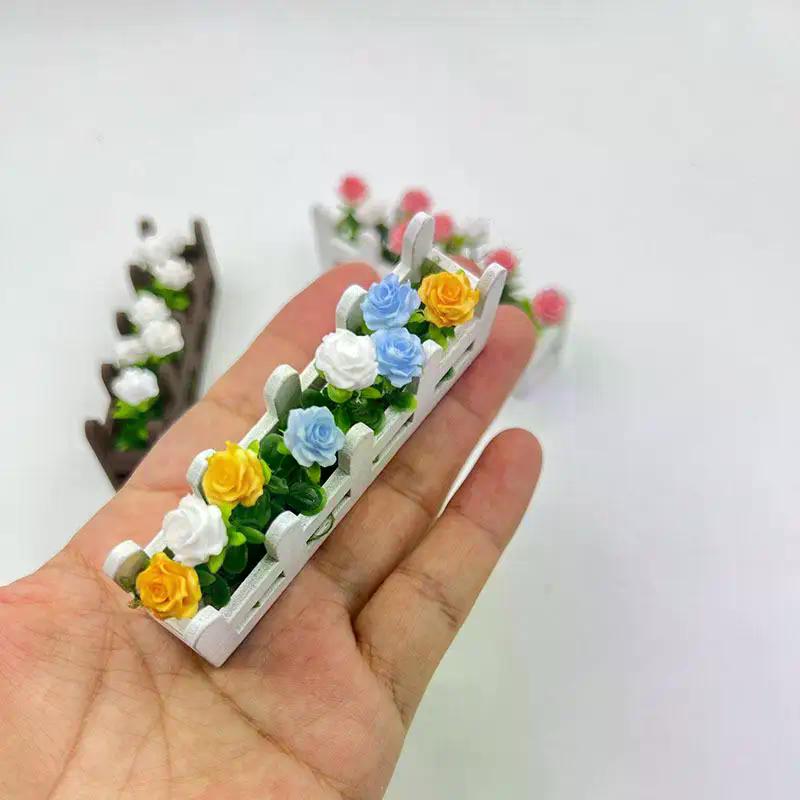 1 шт. Садовые реалистичные искусственные цветы Миниатюрные комнатные растения Декор 1:Игрушечный домик в масштабе 1:12, имитация роз, украшение