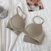 Peninsula seamless steel rim underwear women's small breasts gather thin cup solid color triangle cup simple summer upper support comfortable bra