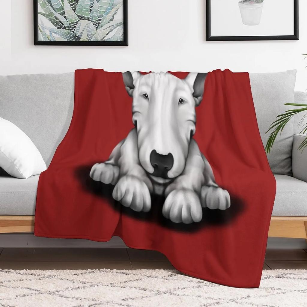 Front Sit English Bull Terrier Throw Blanket Modern Design Soft Blanket for Home Decor