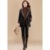 Kobel Women's Elegant Plush Lamb Wool Blend Color-Block Coat