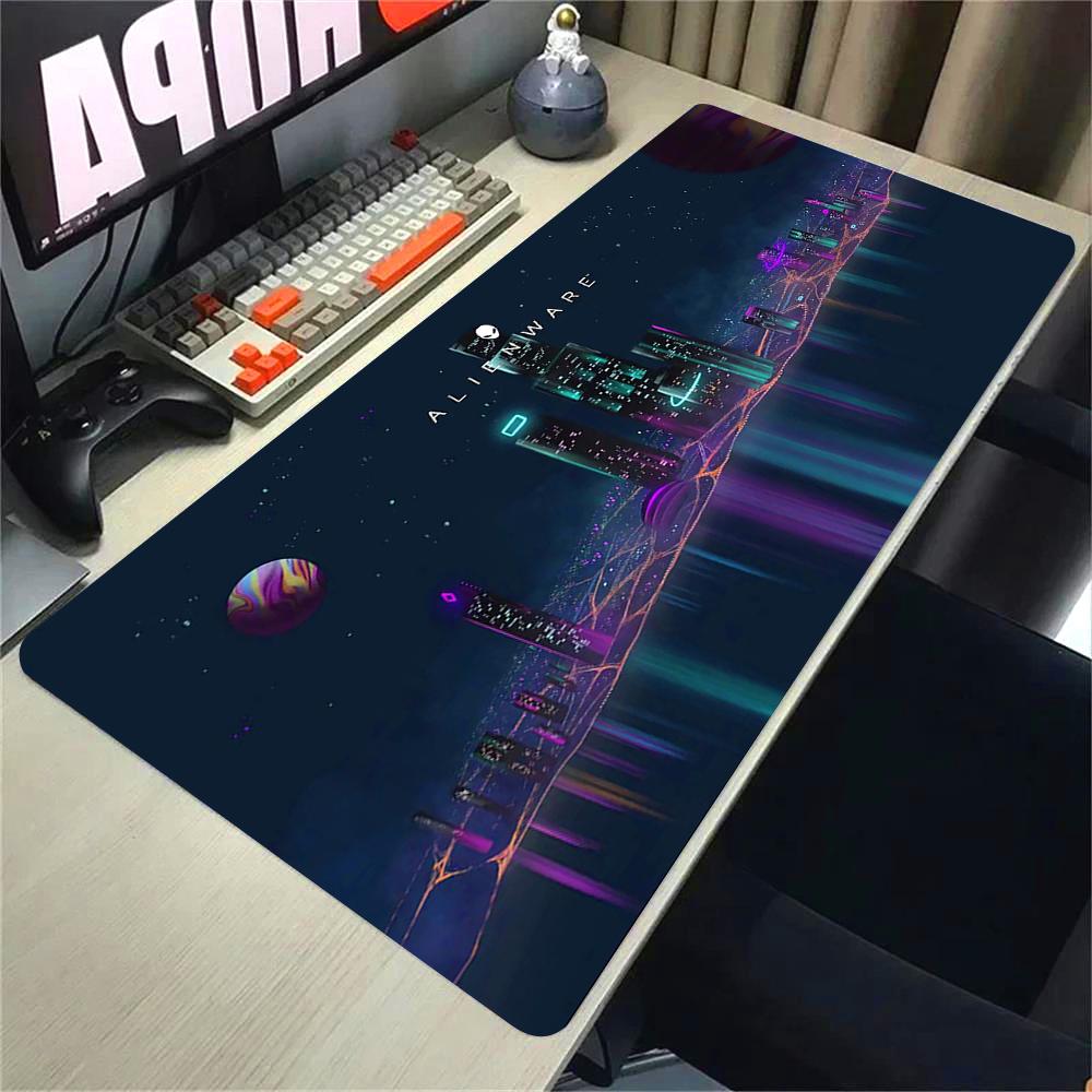 Игровой коврик для мыши Alienware, коврик для мыши, игровая установка, противоскользящий, натуральная резина, коврик для мыши, ПК, клавиатура, XXL, настольные коврики с заблокированным краем